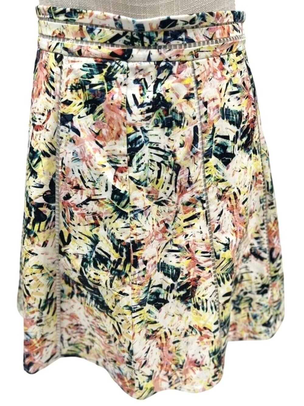 Parker Womens Multicolor Tropical Print Pleated Midi Skirt Size 10